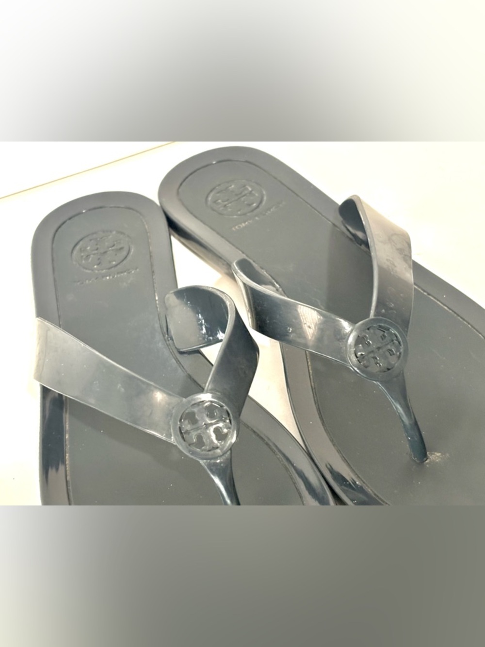 Tory Burch Thong Jelly Sandals Women’s Size US 7 Navy Blue - Picture 3 of 6